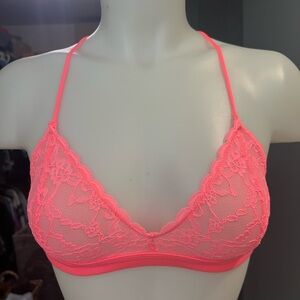 Victorias Secret Hot Pink Lace Strappy Bralette